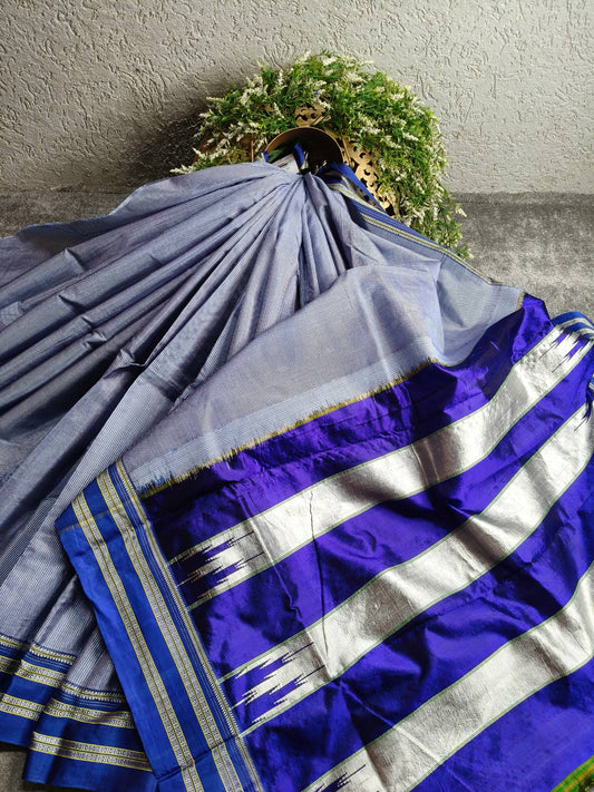 GREY SICO PURE HANDLOOM IRKAL SAREE