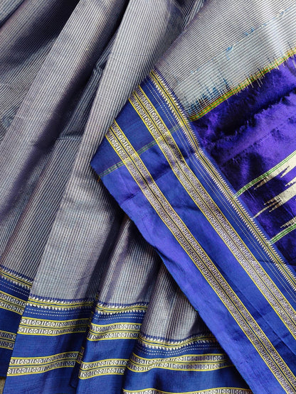 GREY SICO PURE HANDLOOM IRKAL SAREE
