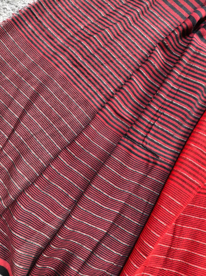 RED PURE HANDLOOM COTTON CHECKS SAREE