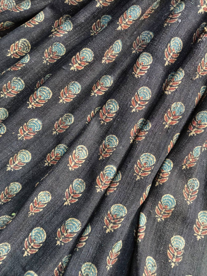 BLACK TASSAR PURE HANDLOOM BHUJODI SAREE