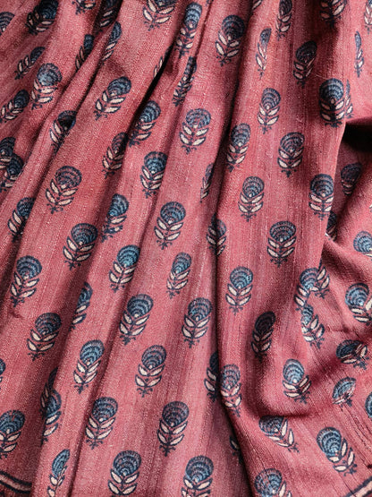 RUST TASSAR PURE HANDLOOM BHUJODI SAREE