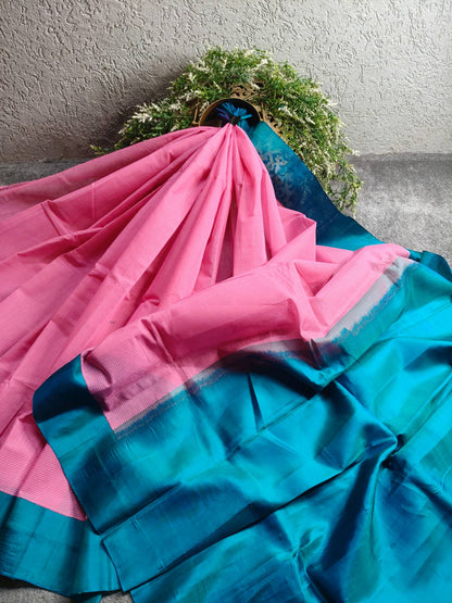 PINK COTTON PURE HANDLOOM GADWAL SAREE