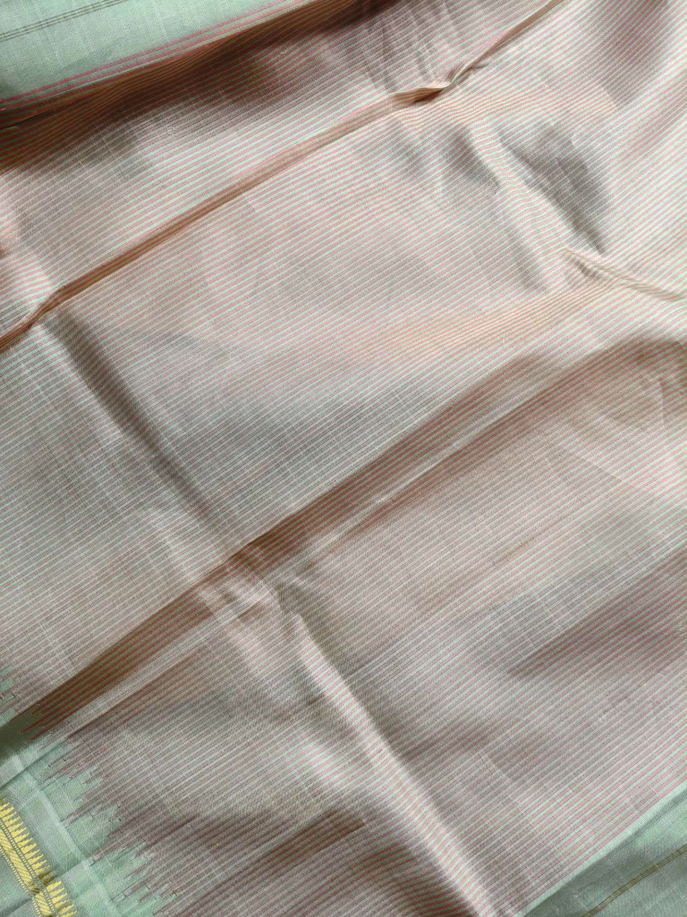 TWO TONE GREEN SICO PURE HANDLOOM GADWAL SAREE