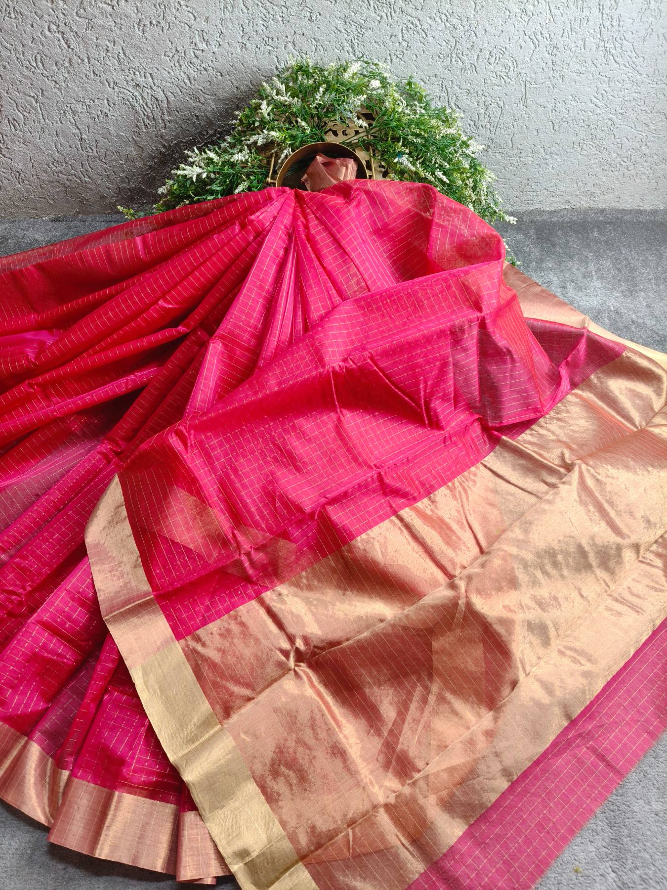 PINK COTTON PURE HANDLOOM CHANDERI SAREE