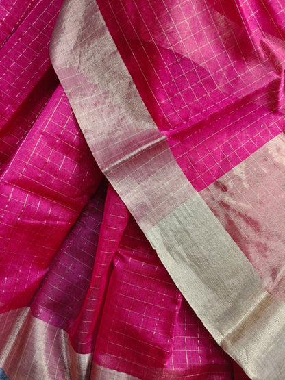 PINK COTTON PURE HANDLOOM CHANDERI SAREE