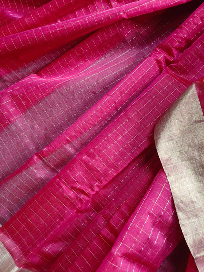 PINK COTTON PURE HANDLOOM CHANDERI SAREE