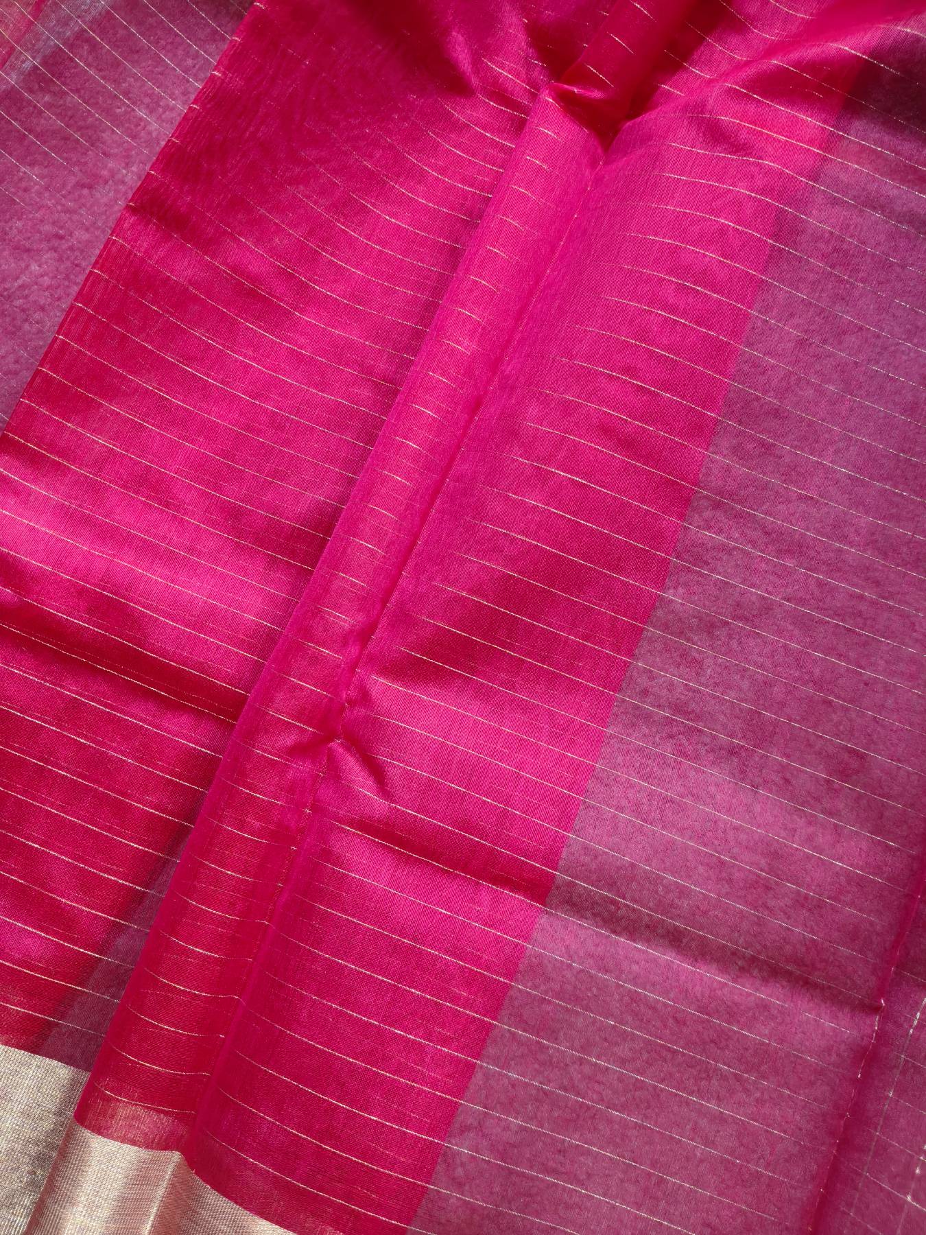 PINK COTTON PURE HANDLOOM CHANDERI SAREE