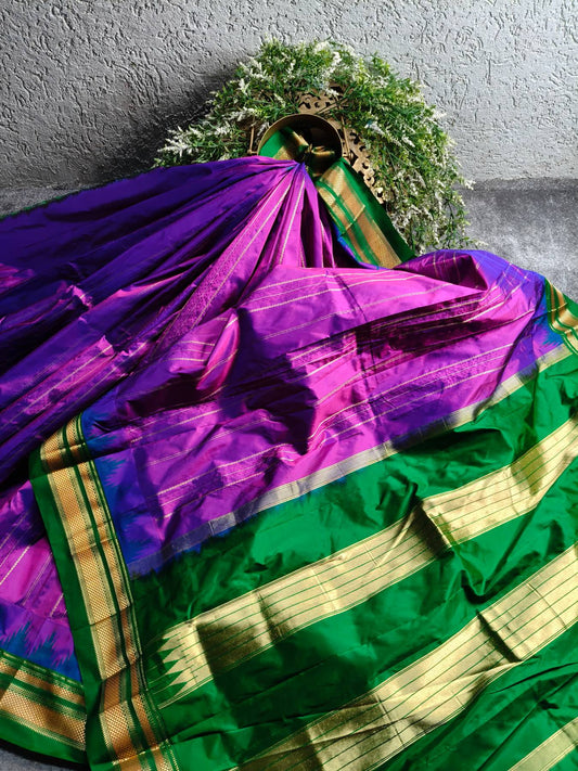 DARK PURPLE SILK PURE HANDLOOM IRKAL SAREE