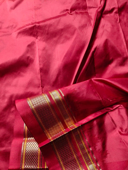 DARK GREEN PINK SILK PURE HANDLOOM IRKAL SAREE
