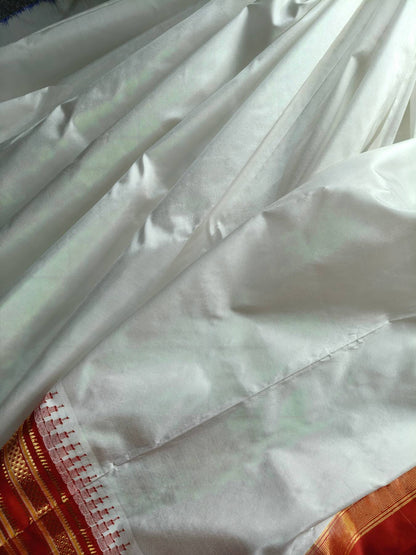 WHITE SILK PURE HANDLOOM IRKAL SAREE