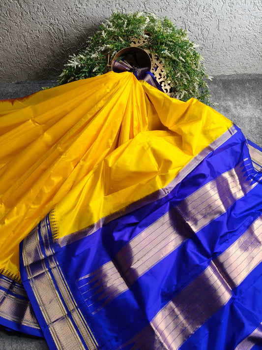 YELLOW SILK PURE HANDLOOM IRKAL SAREE