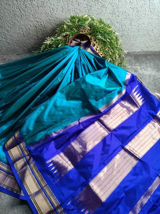 BLUE SILK PURE HANDLOOM IRKAL SAREE