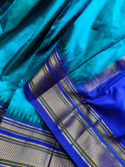 BLUE SILK PURE HANDLOOM IRKAL SAREE