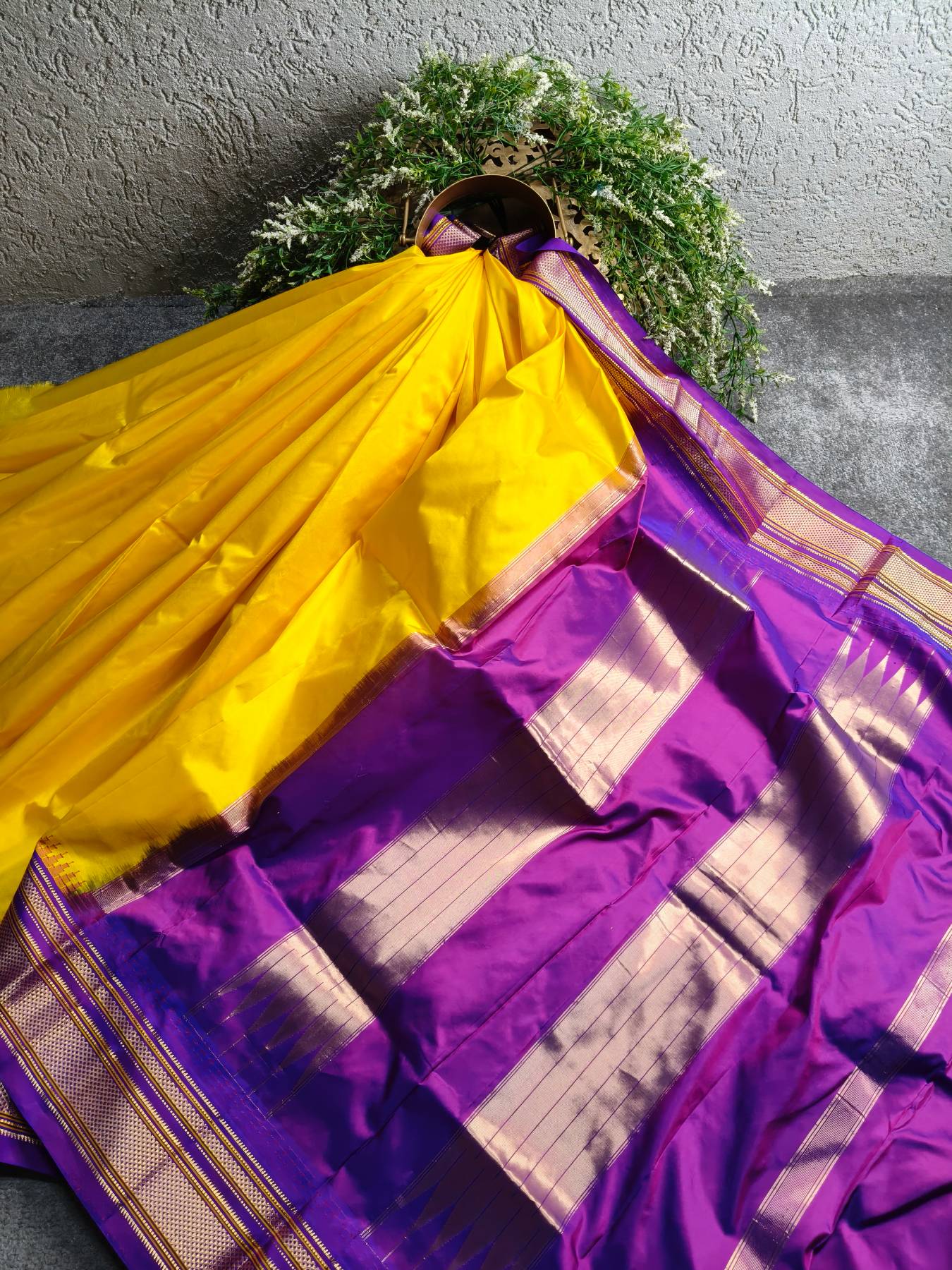 YELLOW SILK PURE HANDLOOM IRKAL SAREE
