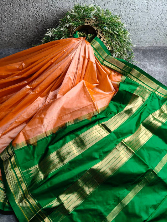 PEACH SILK PURE HANDLOOM IRKAL SAREE