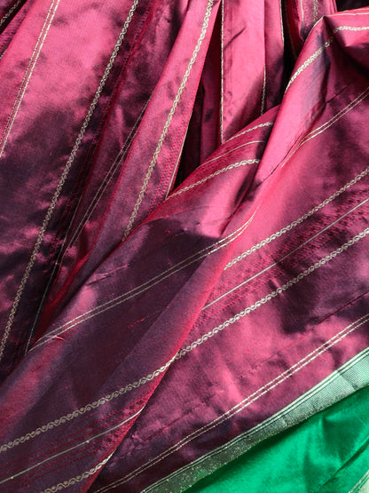 DARK MAROON SILK PURE HANDLOOM IRKAL SAREE