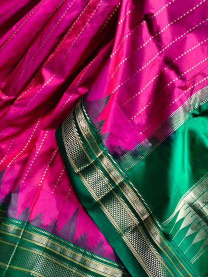 TWO TONE PINK SILK PURE HANDLOOM IRKAL SAREE