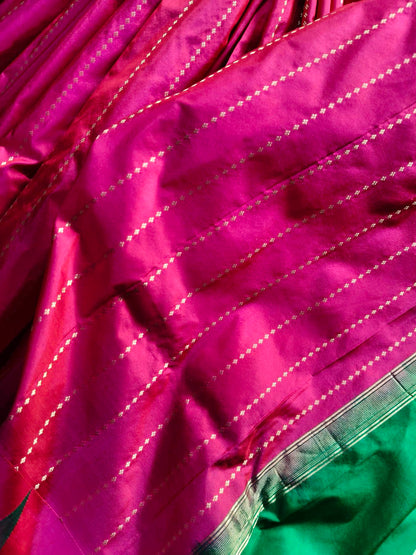 TWO TONE PINK SILK PURE HANDLOOM IRKAL SAREE