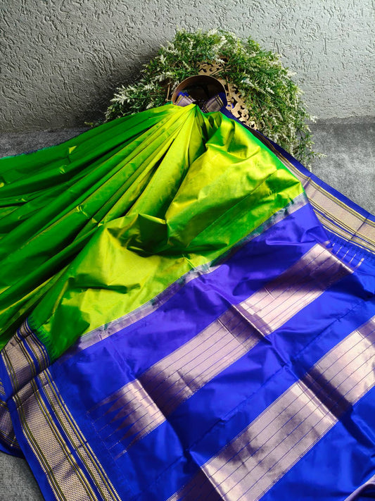 PARROT GREEN SILK PURE HANDLOOM IRKAL SAREE