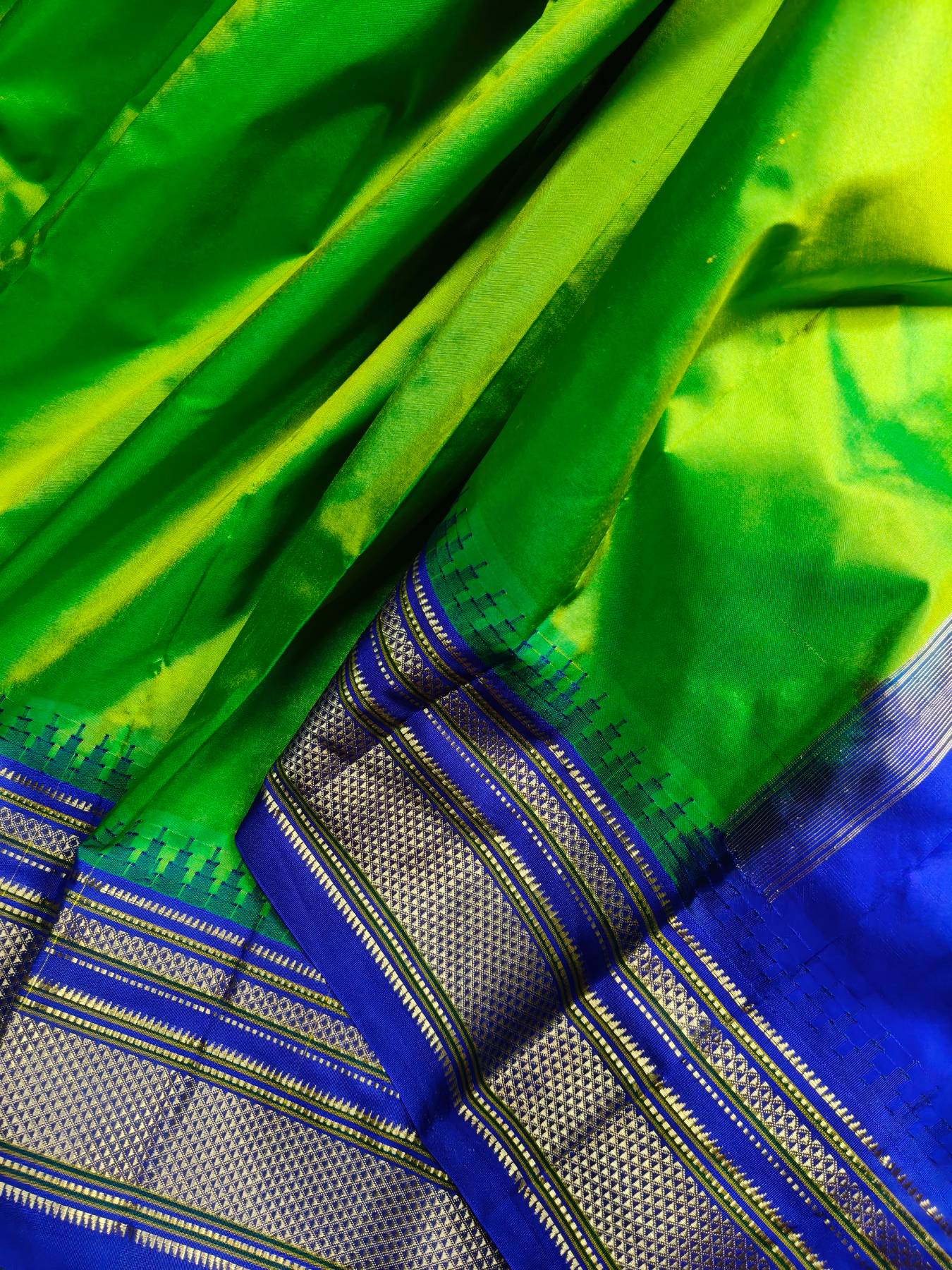 PARROT GREEN SILK PURE HANDLOOM IRKAL SAREE