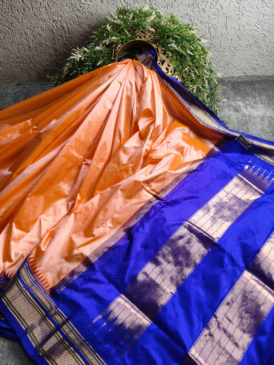 PEACH SILK PURE HANDLOOM IRKAL SAREE