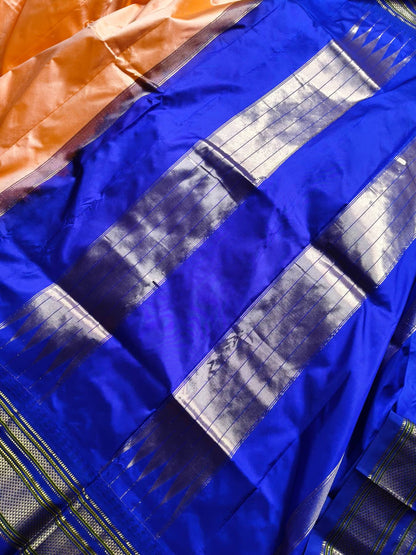 PEACH SILK PURE HANDLOOM IRKAL SAREE