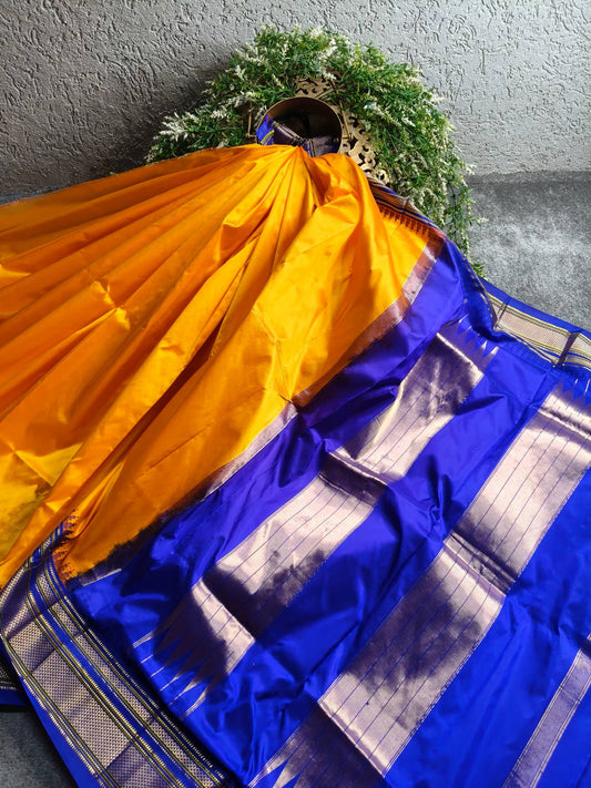 MANGO YELLOW SILK PURE HANDLOOM IRKAL SAREE