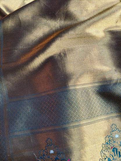 GOLD KATAN TISSUE PURE HANDLOOM BANARASI SAREE