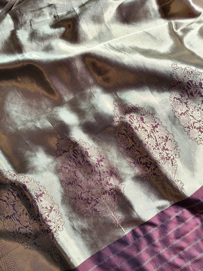 COPPER GOLD KATAN TISSUE PURE HANDLOOM BANARASI SAREE
