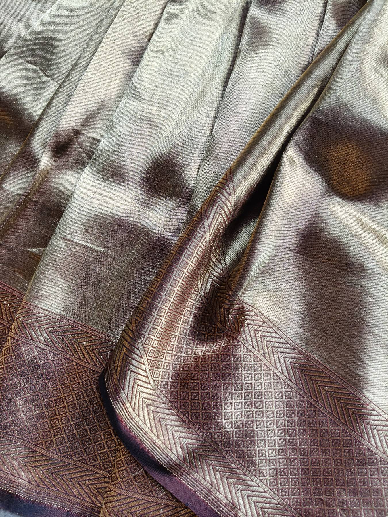 COPPER GOLD KATAN TISSUE PURE HANDLOOM BANARASI SAREE