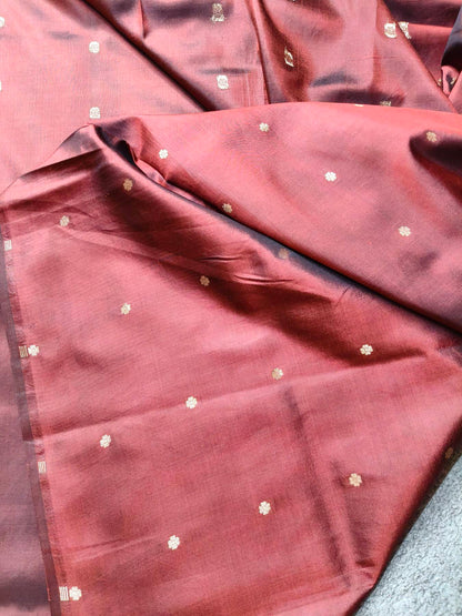 COPPER GOLD KATAN TISSUE PURE HANDLOOM BANARASI SAREE