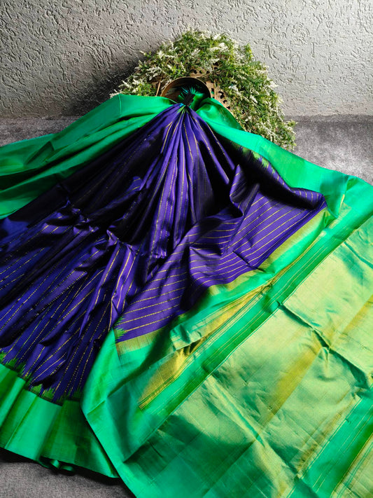 PURPLE SILK PURE HANDLOOM GADWAL SAREE