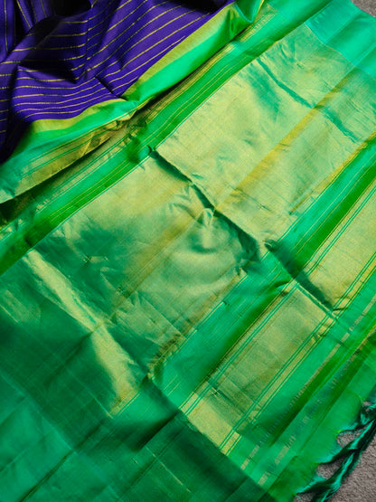PURPLE SILK PURE HANDLOOM GADWAL SAREE