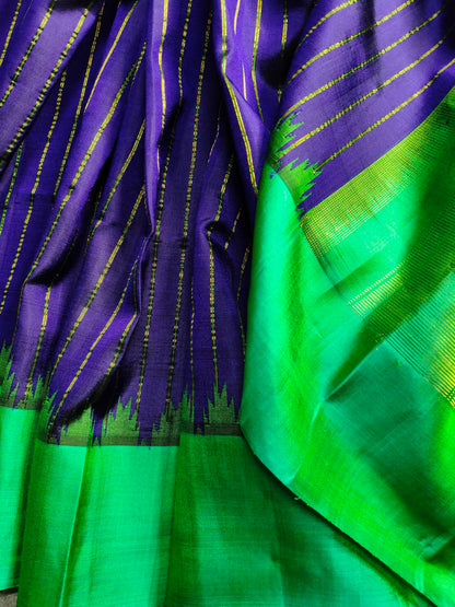 PURPLE SILK PURE HANDLOOM GADWAL SAREE