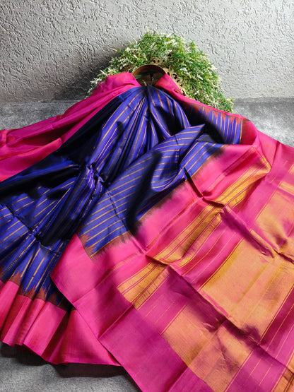 PURPLE SILK PURE HANDLOOM GADWAL SAREE