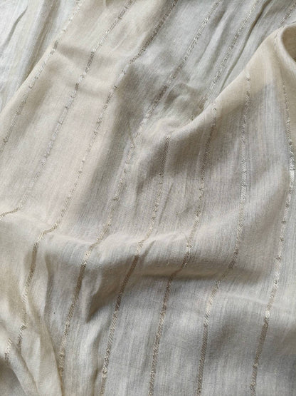 OFF WHITE MOONGA TASSAR PURE HANDLOOM BANARASI SAREE