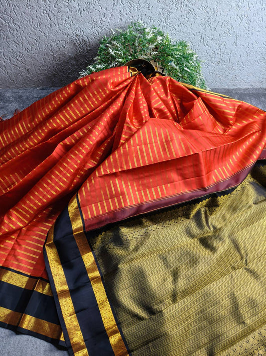 RED GREEN SILK PURE HANDLOOM KANJIVARAM SAREE