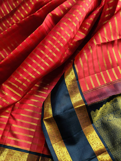 RED GREEN SILK PURE HANDLOOM KANJIVARAM SAREE