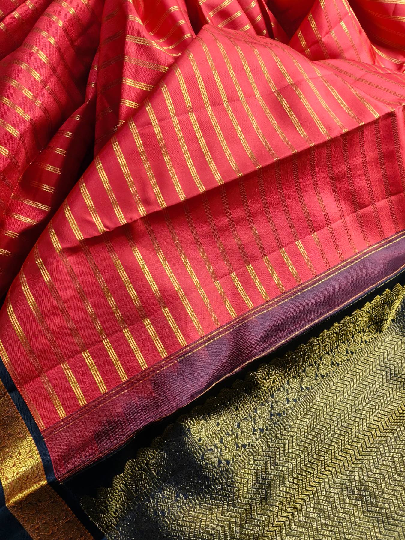 RED GREEN SILK PURE HANDLOOM KANJIVARAM SAREE
