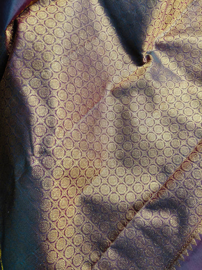 MUSTARD YELLOW PINK SILK PURE HANDLOOM KANJIVARAM SAREE