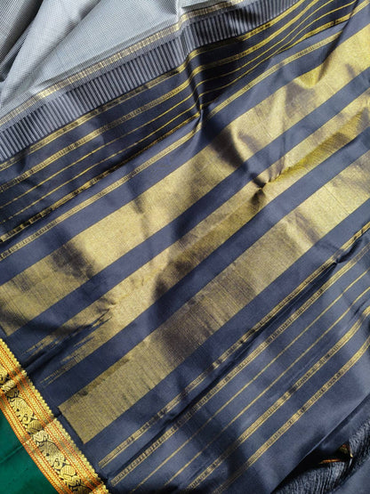 GREY SILK PURE HANDLOOM KANJIVARAM SAREE
