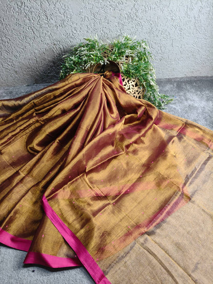 COPPAR GOLD HANDLOOM MUL TISSUE SAREE