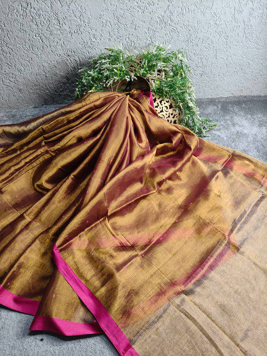COPPAR GOLD HANDLOOM MUL TISSUE SAREE