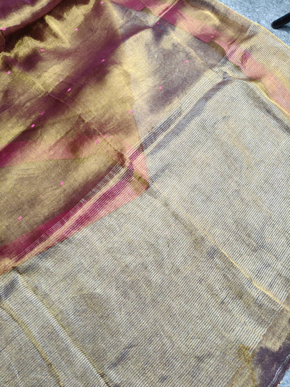COPPAR GOLD HANDLOOM MUL TISSUE SAREE