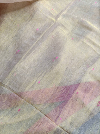 LIGHT GOLD HANDLOOM MUL TISSUE SAREE