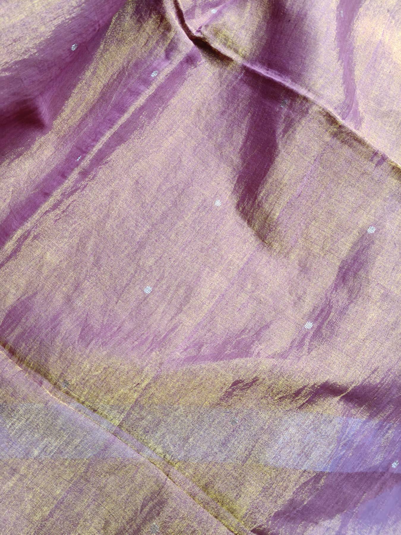 MAUVE GOLD HANDLOOM MUL TISSUE SAREE
