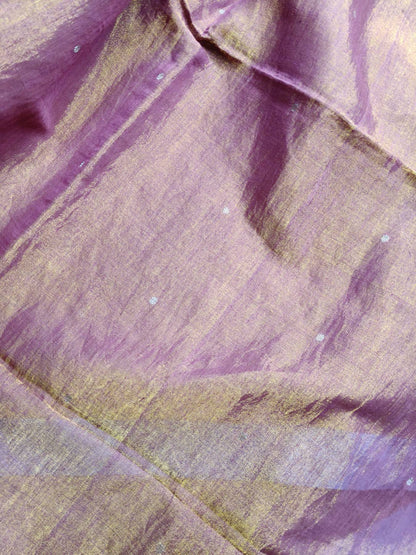 MAUVE GOLD HANDLOOM MUL TISSUE SAREE