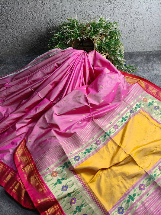 PINK SILK PURE HANDLOOM PAITHANI SAREE