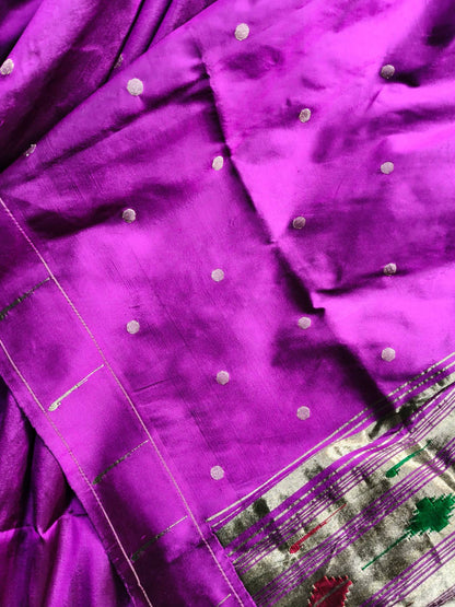 PURPLE SILK PURE HANDLOOM PAITHANI SAREE