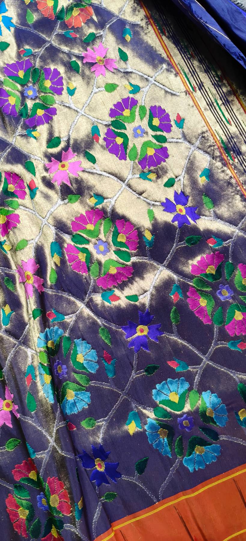 MIDNIGHT BLUE SILK TISSUE PURE HANDLOOM EXCLUSIVE PAITHANI SAREE